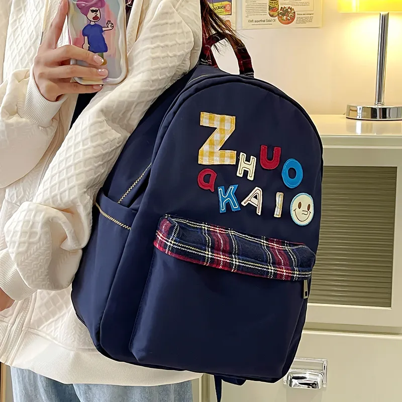 KAMLUI Nylon Fabric Backpack Regular Unisex White/Yellow/Green/Blue-3