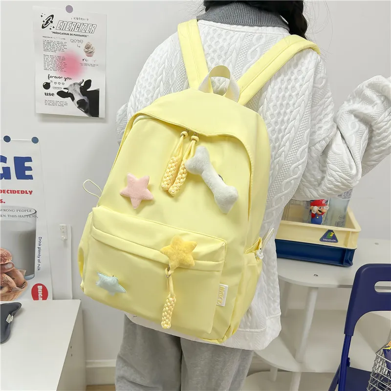 KAMLUI Nylon Backpack Regular Unisex White/Pink/Green/Black/Yellow-20