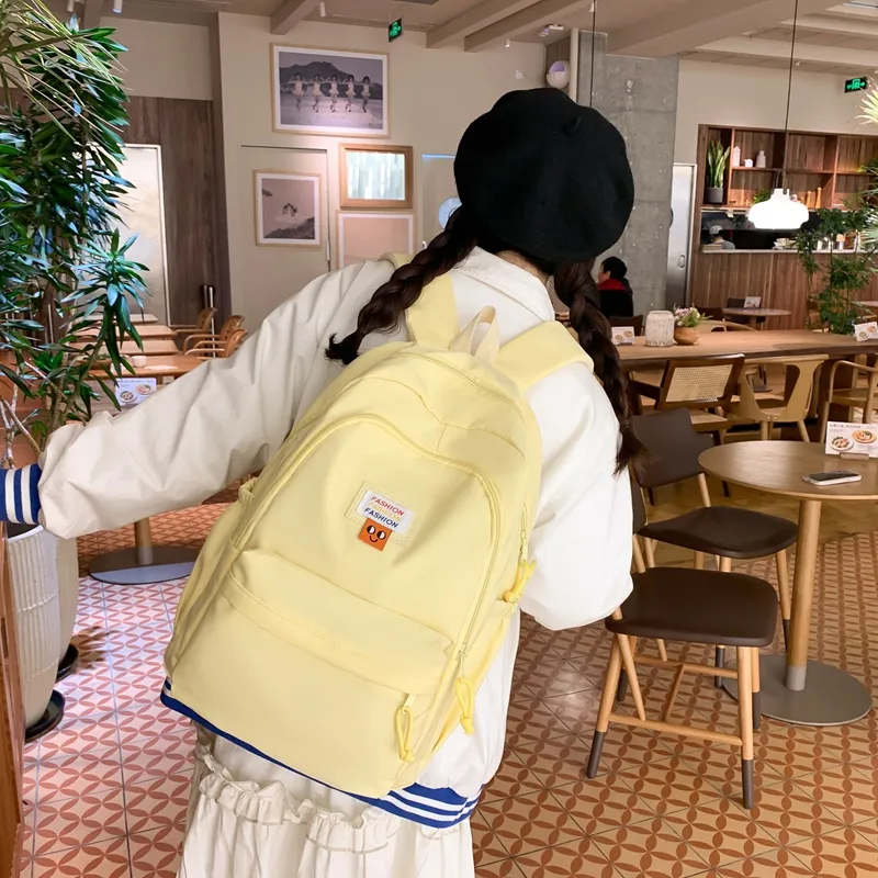 KAMLUI Nylon Backpacks Backpack Unisex Ecru/Black/Pink/Yellow/Blue-18
