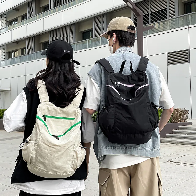 KAMLUI Nylon Backpacks Backpack Regular Unisex White/Black-13