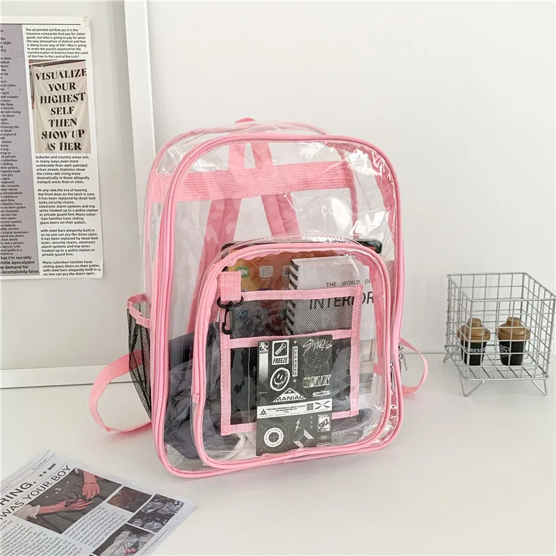 KAMLUI PVC Polyvinyl Chloride Backpack Unisex Gray/Black/Pink/Purple/Blue-8