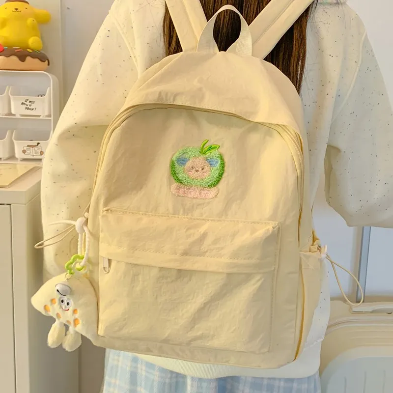 KAMLUI Nylon Backpack Unisex Beige Yellow/Black/Green/Blue/Pink-3