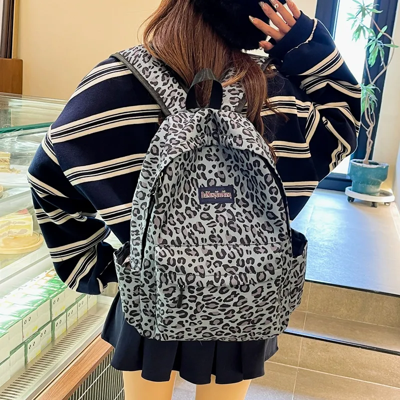 KAMLUI Canvas Bag Backpack Regular Unisex Pink Leopard Print/White Leopard Print/Brown Leopard Print/Blue Leopard Print-23
