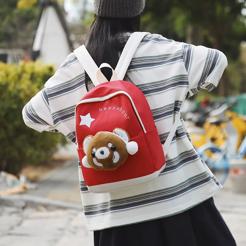 KAMLUI Nylon Backpack Unisex Black/Pink/Red/Blue-10