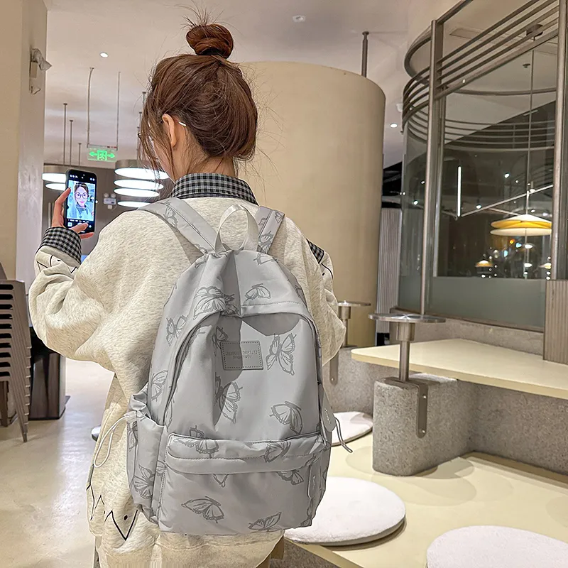 KAMLUI Nylon Backpack Regular Unisex Ecru/Gray/Black/Green-9
