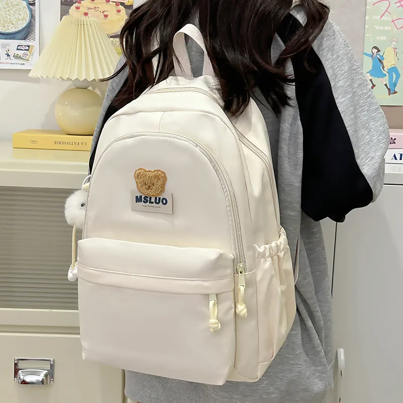 KAMLUI Nylon Backpack Unisex Mint Green/White/Black/Yellow/Pink-9