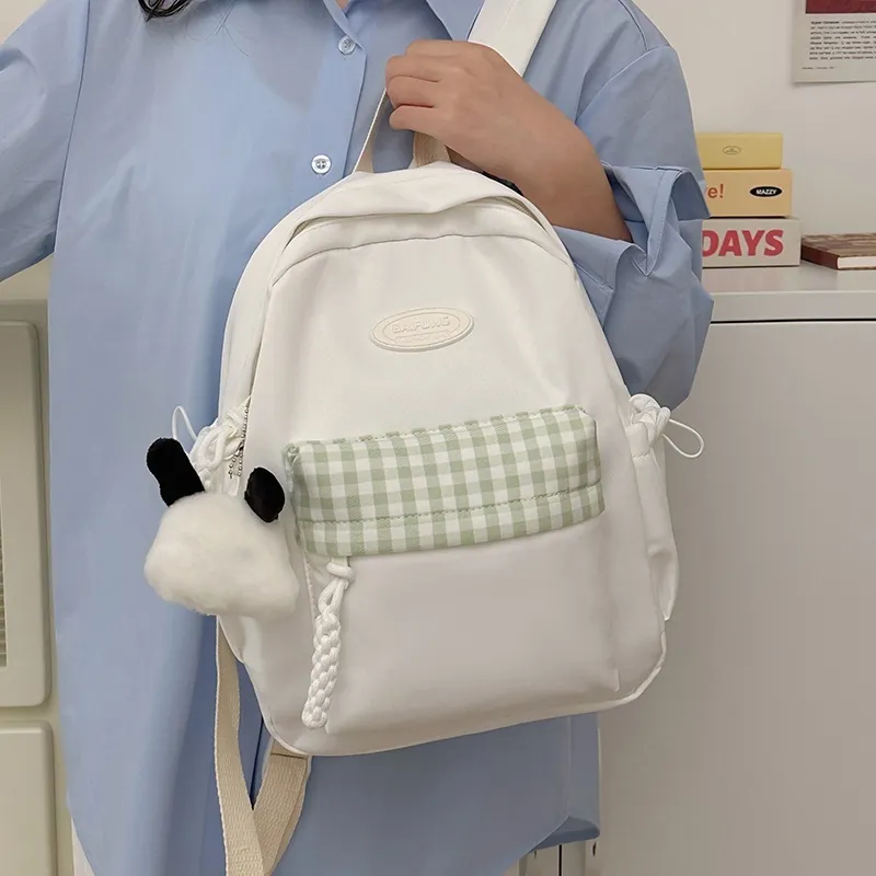 KAMLUI Nylon Backpack Unisex White/Black/Yellow/Green-5
