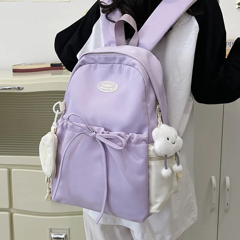 KAMLUI Nylon Fabric Backpacks Backpack Regular Unisex Pink Purple-15