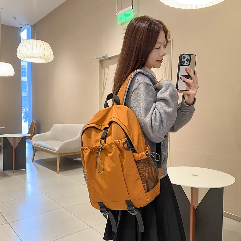 KAMLUI Nylon Backpack Regular Unisex Ecru/Black/Burgundy/Orange-27