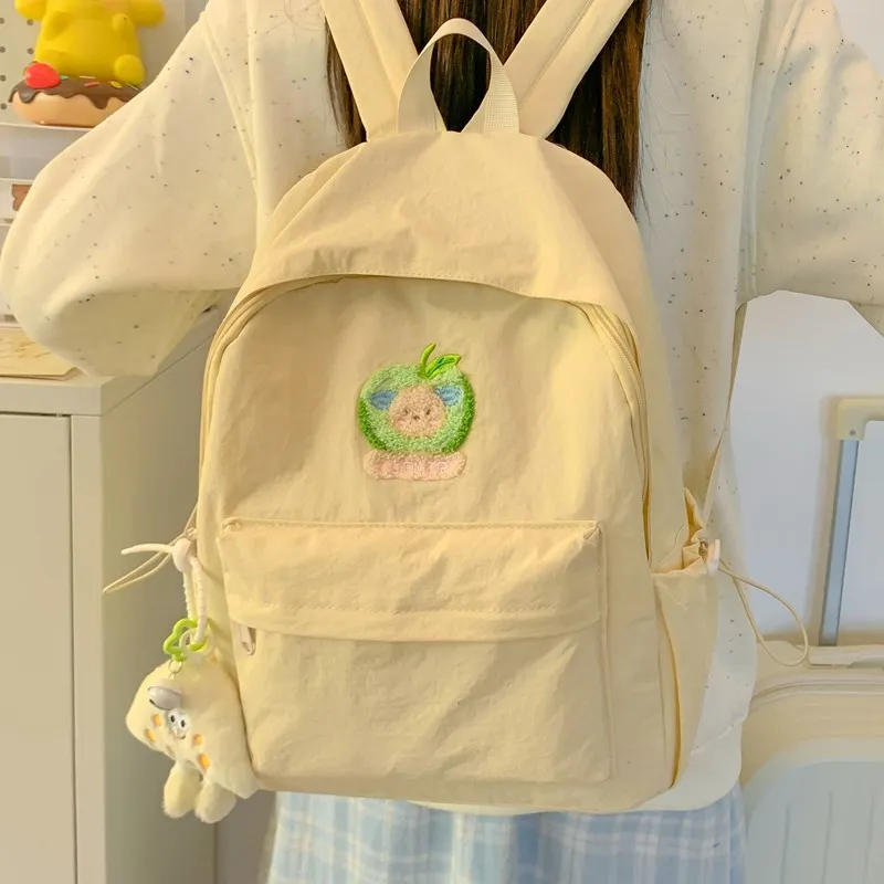 KAMLUI Nylon Backpack Unisex Beige Yellow/Black/Green/Blue/Pink-1