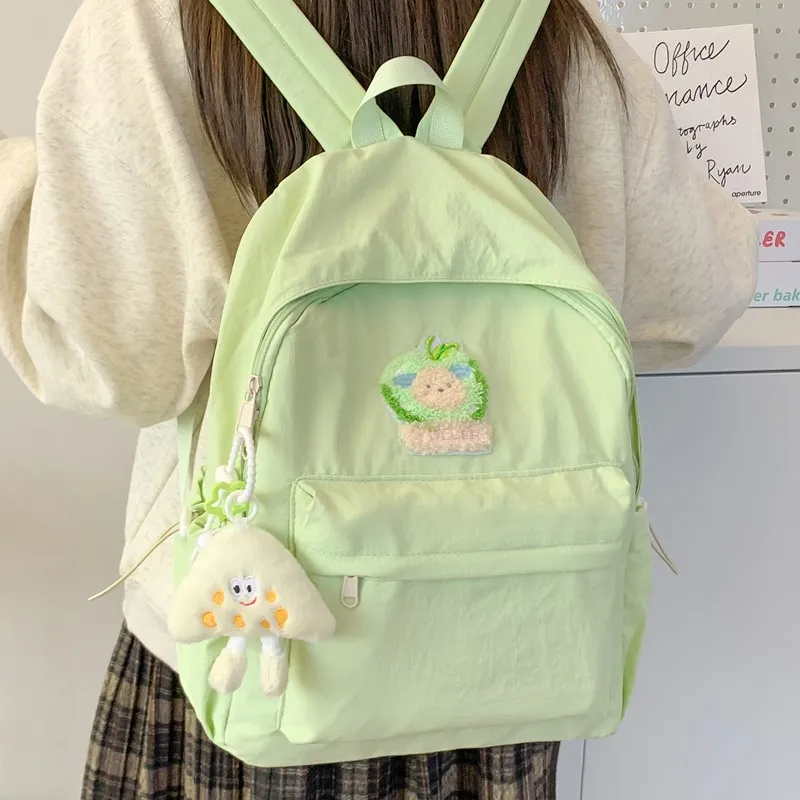 KAMLUI Nylon Backpack Unisex Beige Yellow/Black/Green/Blue/Pink-10