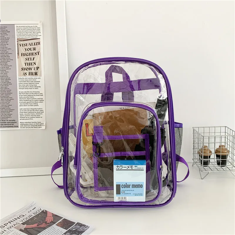 KAMLUI PVC Polyvinyl Chloride Backpack Unisex Gray/Black/Pink/Purple/Blue-14