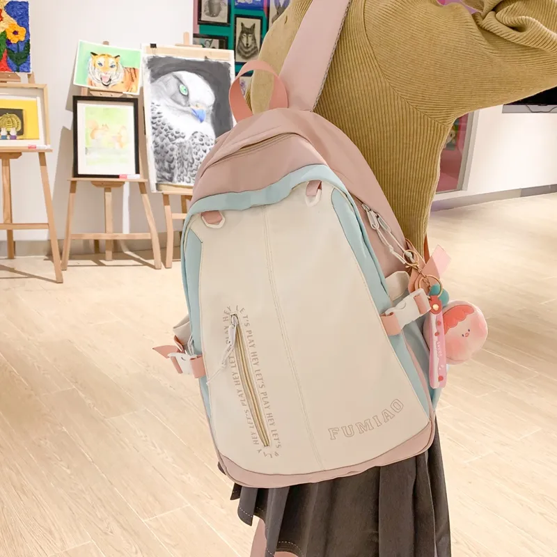 KAMLUI Nylon Backpack Backpack Student Backpack Unisex Multicolor-6