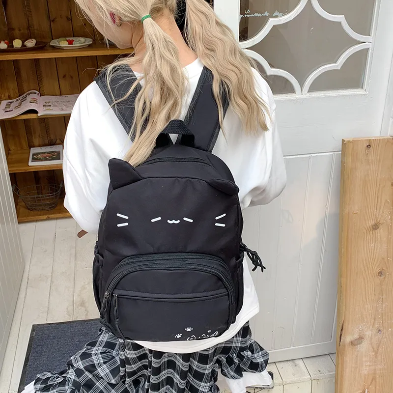 KAMLUI Nylon Fabric Backpack Regular Women's Black-5