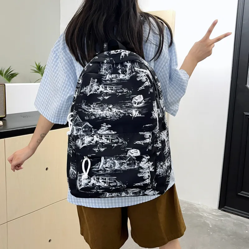 KAMLUI Nylon Backpack Regular Unisex White/Black/Blue-10