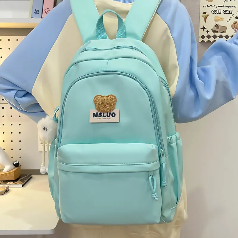 KAMLUI Nylon Backpack Unisex Mint Green/White/Black/Yellow/Pink-2