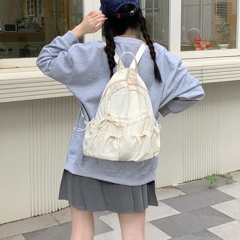 KAMLUI Nylon Backpack Regular Unisex Ecru/Black/Blue-3