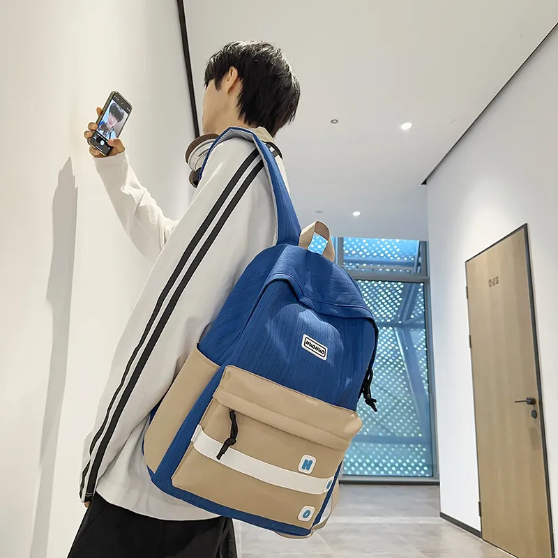 KAMLUI Nylon Backpack Regular Unisex White/Black/Orange Red/Red/Khaki-29