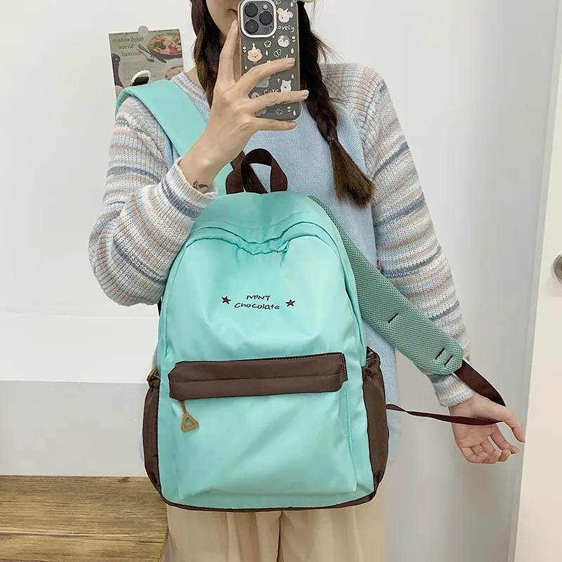 KAMLUI Nylon Fabric Backpack Regular Unisex Transparent/Coffee/Blue-17