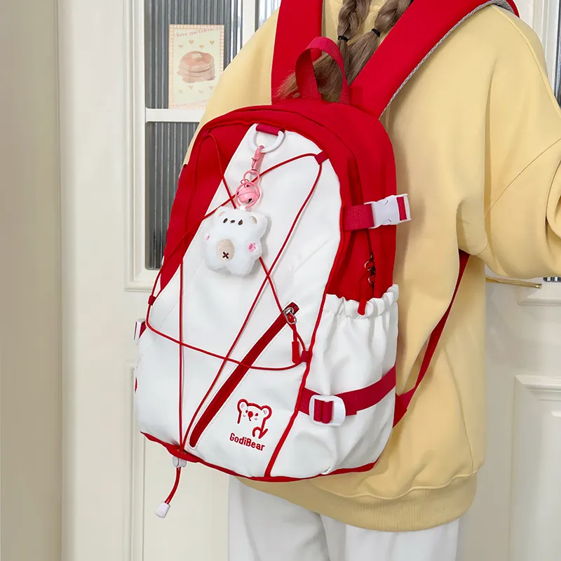 KAMLUI Nylon Backpack Unisex Red/Purple & Yellow/Blue & Yellow/Black & Yellow/Blue & White-1