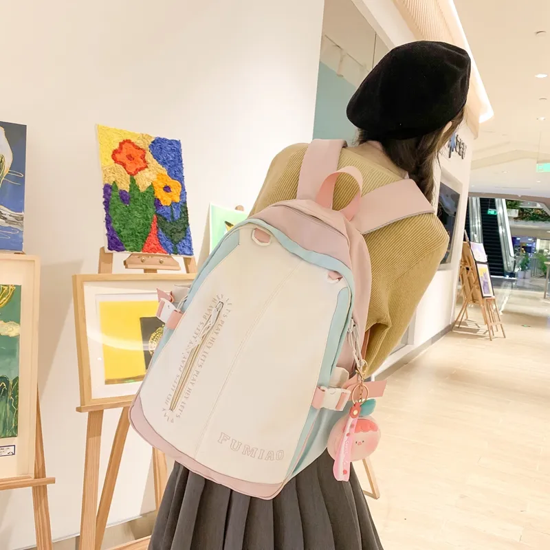 KAMLUI Nylon Backpack Backpack Student Backpack Unisex Multicolor-4
