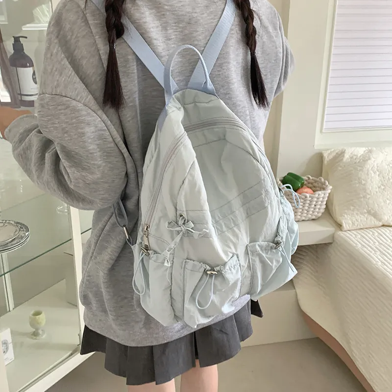 KAMLUI Nylon Backpack Regular Unisex Ecru/Black/Blue-18