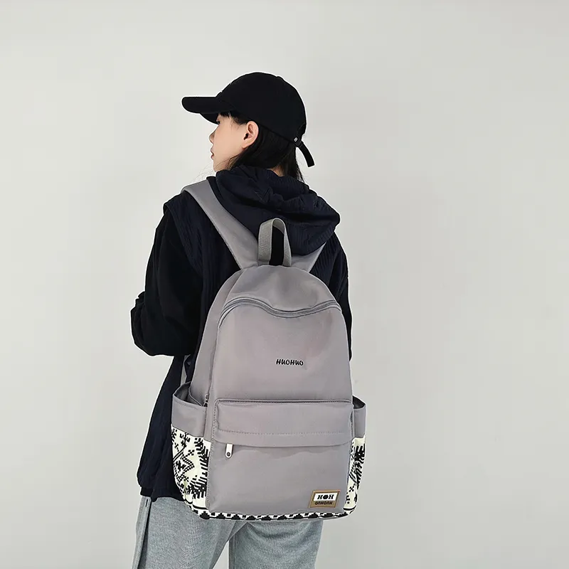 KAMLUI Nylon Backpack Regular Unisex White/Gray/Black/Pink/Coffee/Green-11