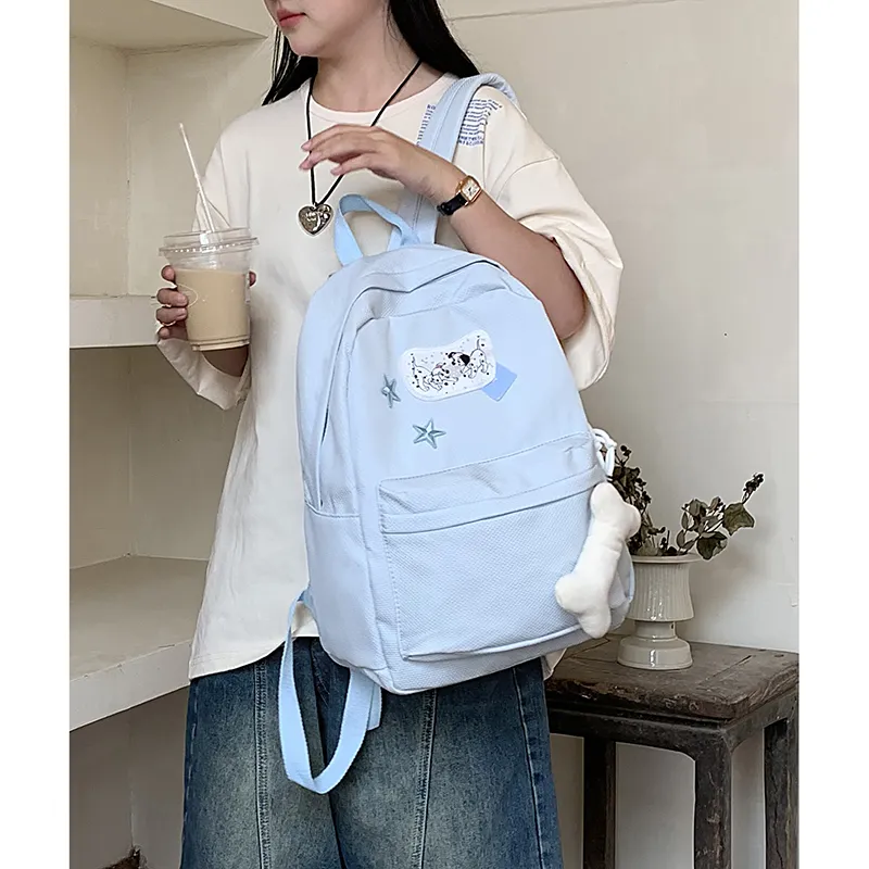 KAMLUI Nylon Backpack Backpack Student Backpack Regular Unisex Blue-4