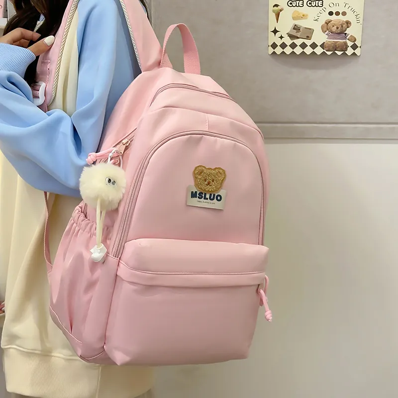 KAMLUI Nylon Backpack Unisex Mint Green/White/Black/Yellow/Pink-29