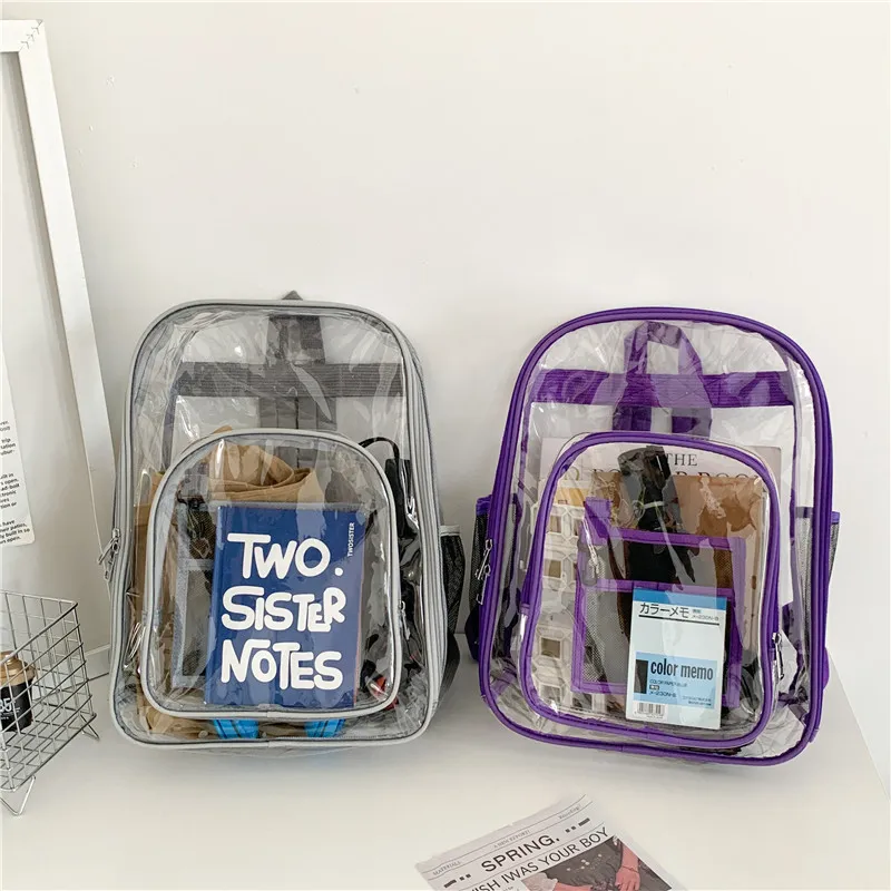 KAMLUI PVC Polyvinyl Chloride Backpack Unisex Gray/Black/Pink/Purple/Blue-13