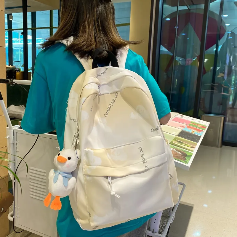 KAMLUI Nylon Backpack Regular Unisex Light Gray/Black/Light Yellow/Light Green-16