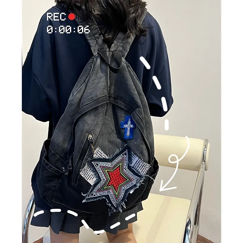 KAMLUI Denim Backpack Regular Unisex Multicolor-10