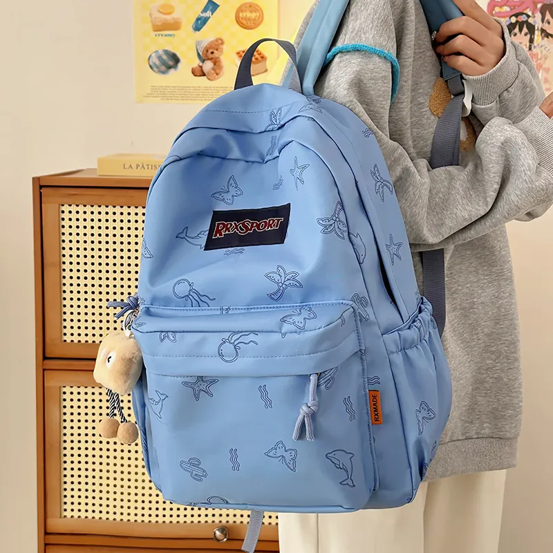 KAMLUI Nylon Backpacks Backpack Regular Unisex White/Black/Blue/Pink-17