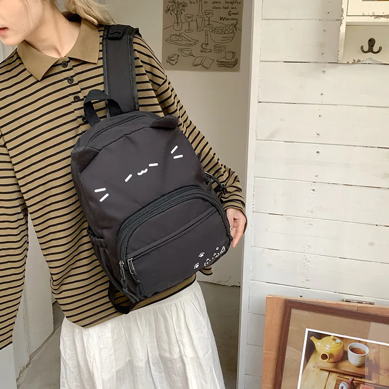 KAMLUI Nylon Fabric Backpack Regular Women's Black-7