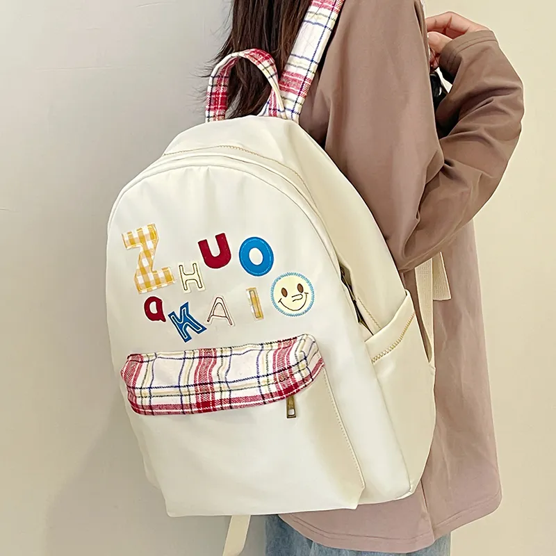 KAMLUI Nylon Fabric Backpack Regular Unisex White/Yellow/Green/Blue-14