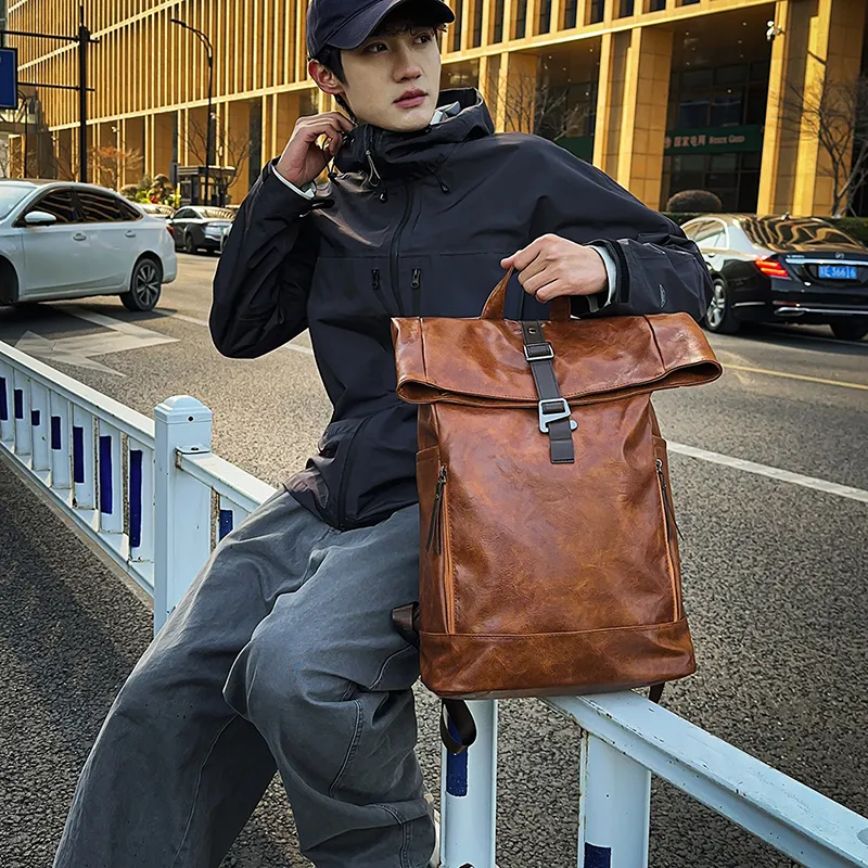 KAMLUI PU Backpack Regular Unisex Coffee/Brown/Black-9