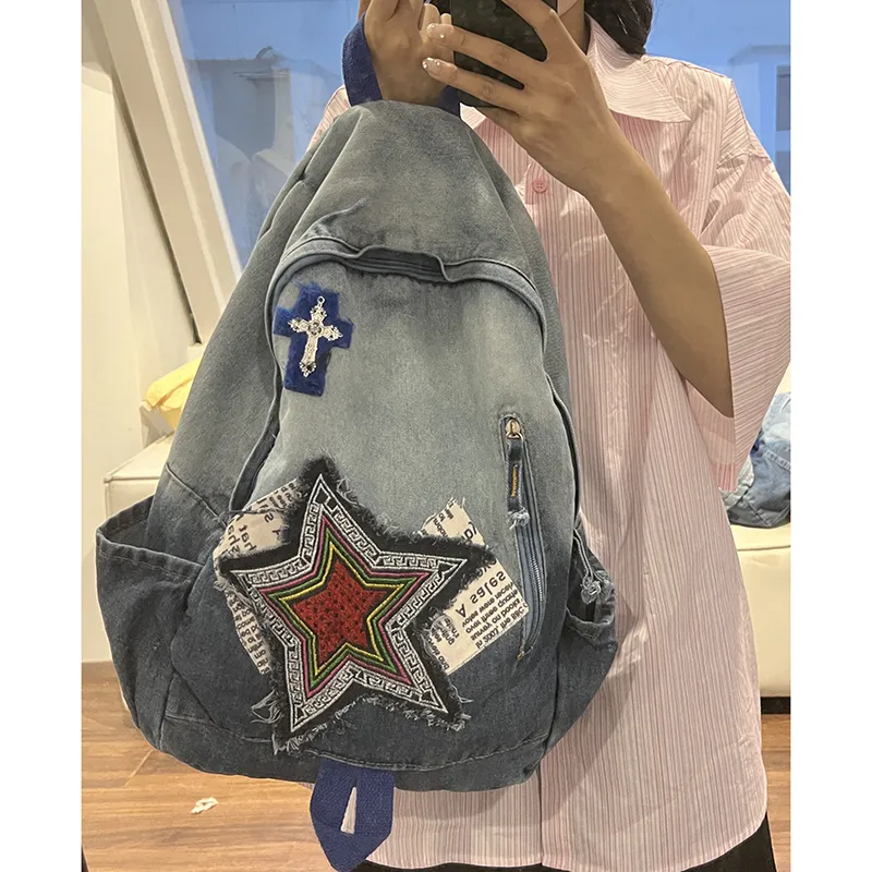 KAMLUI Denim Backpack Regular Unisex Multicolor-22