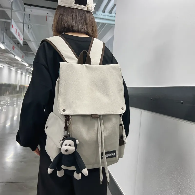 KAMLUI Canvas Backpack Regular Unisex White/Gray/Black-6