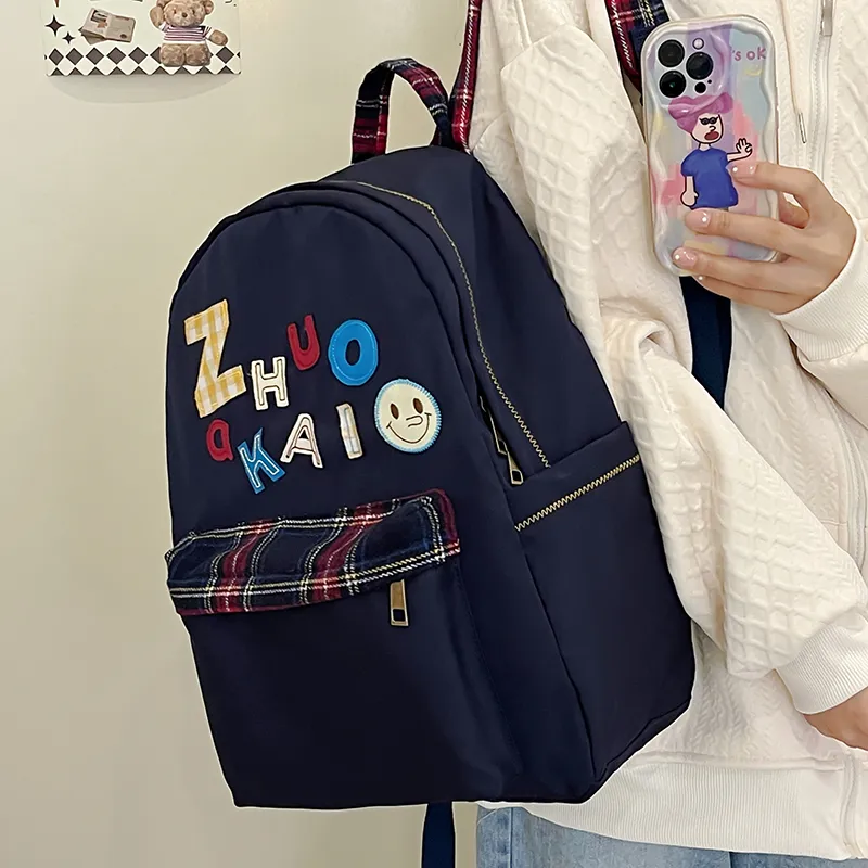 KAMLUI Nylon Fabric Backpack Regular Unisex White/Yellow/Green/Blue-5