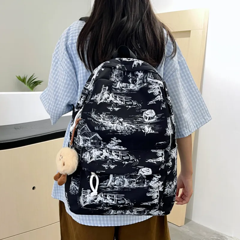 KAMLUI Nylon Backpack Regular Unisex White/Black/Blue-11