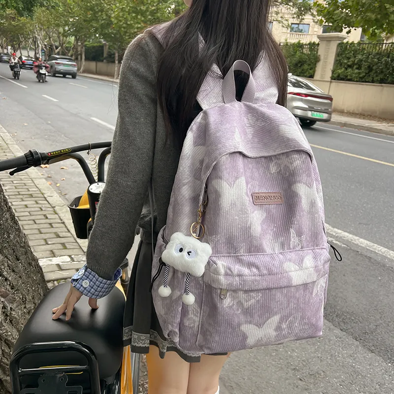 KAMLUI Corduroy Backpack Regular Unisex Gray/Red/Purple/Khaki/Blue-20