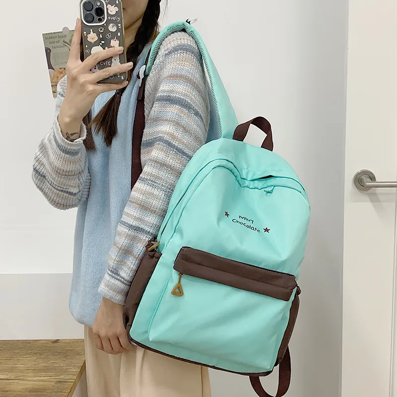 KAMLUI Nylon Fabric Backpack Regular Unisex Transparent/Coffee/Blue-18