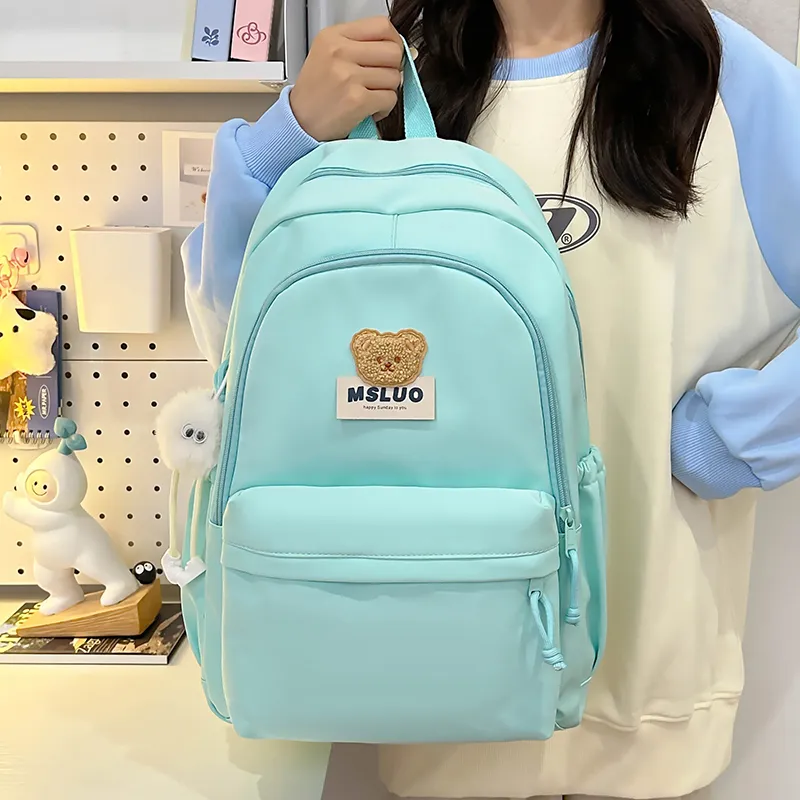 KAMLUI Nylon Backpack Unisex Mint Green/White/Black/Yellow/Pink-6