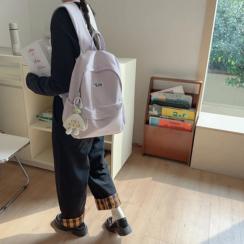 KAMLUI Nylon Backpack Regular Unisex White/Black/Purple/Blue/Pink-12