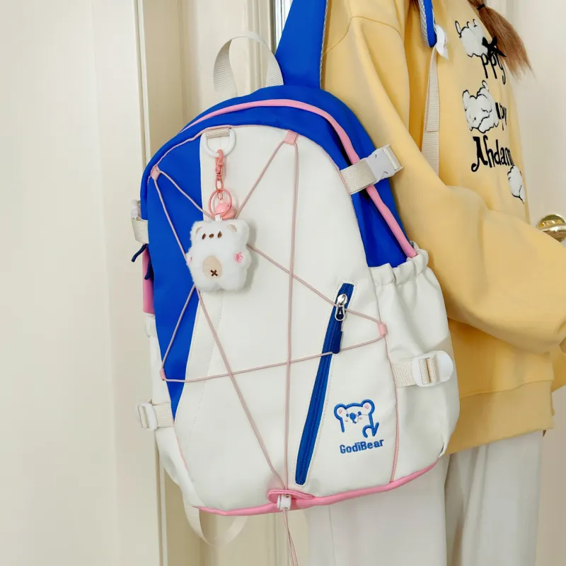 KAMLUI Nylon Backpack Unisex Red/Purple & Yellow/Blue & Yellow/Black & Yellow/Blue & White-24
