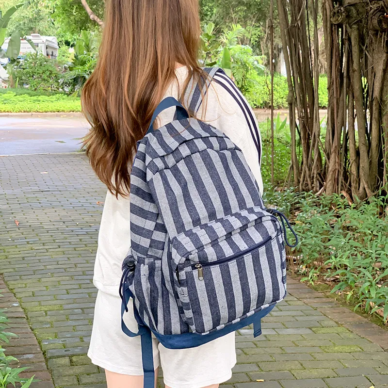 KAMLUI Polyester Backpack Unisex Star Red/Star Blue/Stripes Gray-20