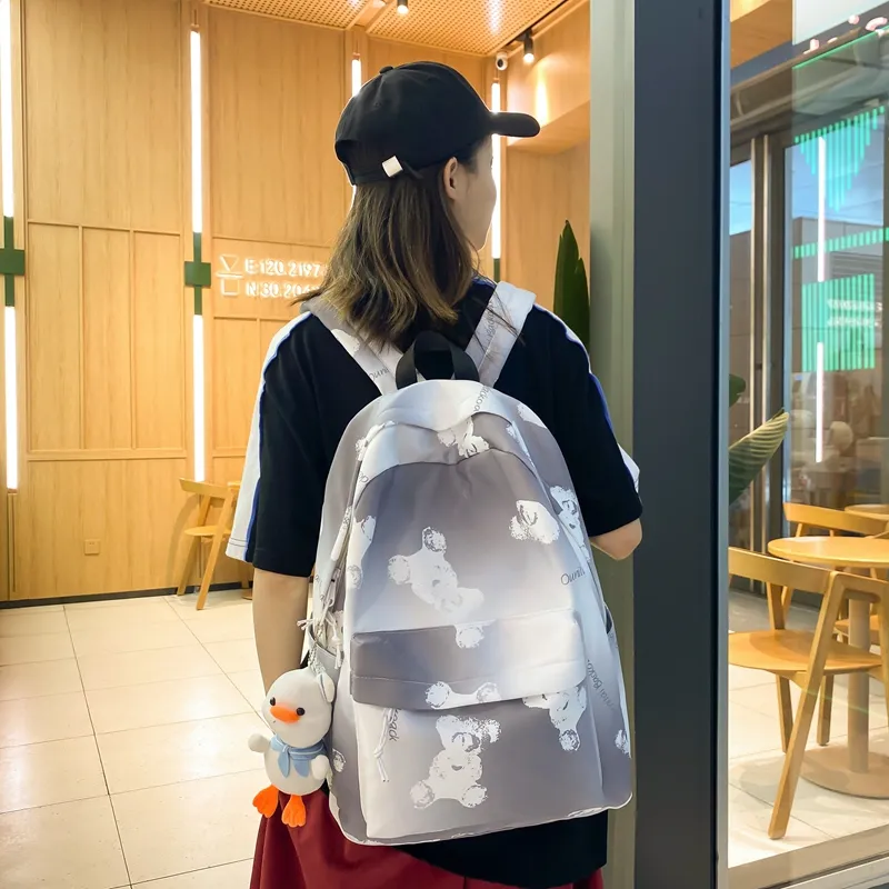KAMLUI Nylon Backpack Regular Unisex Light Gray/Black/Light Yellow/Light Green-1