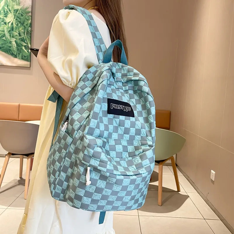 KAMLUI Nylon Backpack Unisex Blue/White/Green/Black-3