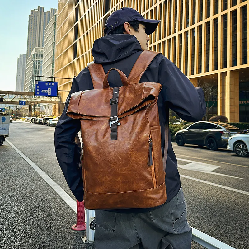 KAMLUI PU Backpack Regular Unisex Coffee/Brown/Black-11