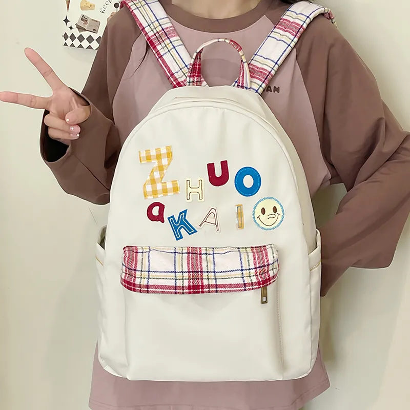 KAMLUI Nylon Fabric Backpack Regular Unisex White/Yellow/Green/Blue-17